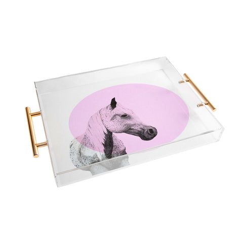 Morgan Kendall pink speckled horse Acrylic Tray