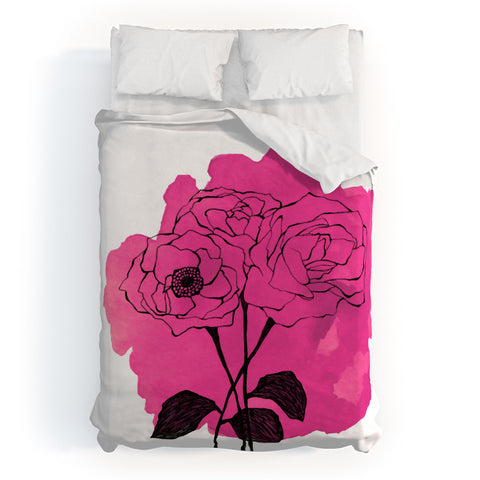 Morgan Kendall pink spray roses Duvet Cover