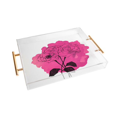 Morgan Kendall pink spray roses Acrylic Tray