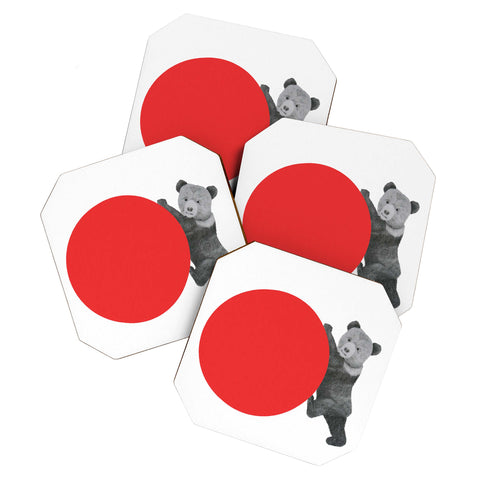 Morgan Kendall red bear Coaster Set