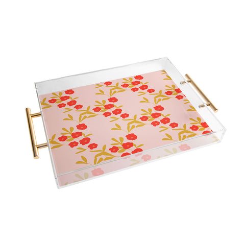 Morgan Kendall strawberry fields Acrylic Tray