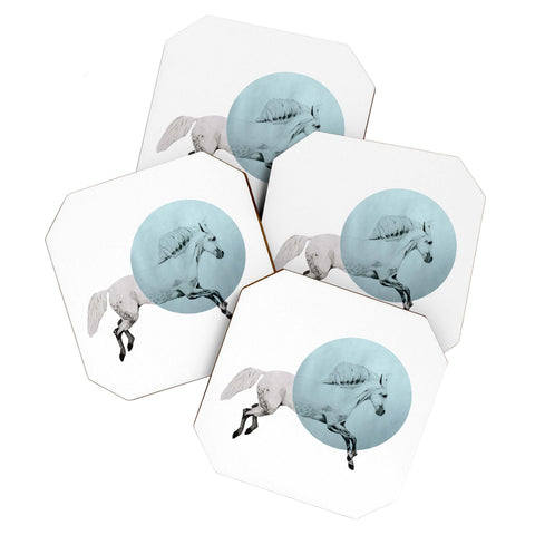 Morgan Kendall White Horse Coaster Set