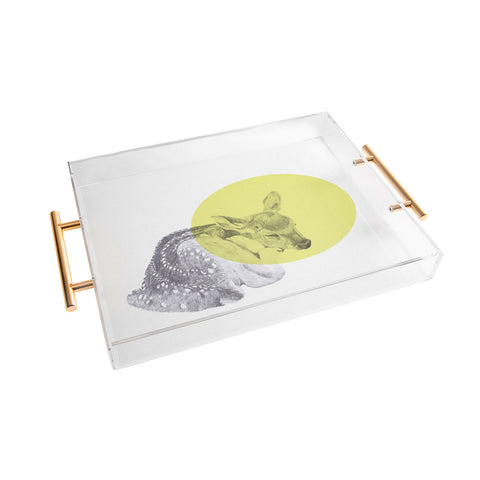 Morgan Kendall yellow sleeping deer Acrylic Tray