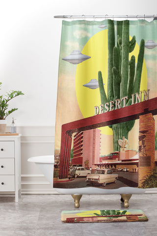 MsGonzalez Desert Inn UFO Shower Curtain And Mat