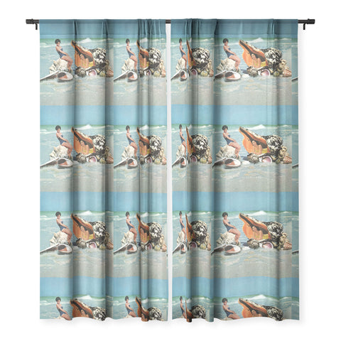 MsGonzalez Greetings from Seashells Sheer Window Curtain