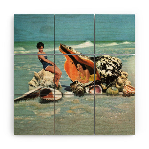 MsGonzalez Greetings from Seashells Wood Wall Mural