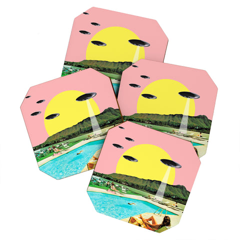 MsGonzalez Invasion on vacation UFO Coaster Set