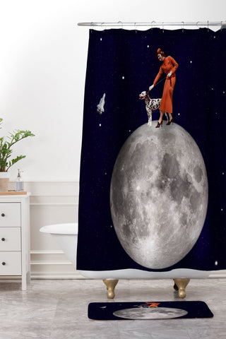 MsGonzalez Walking the Dog The Rocket Shower Curtain And Mat