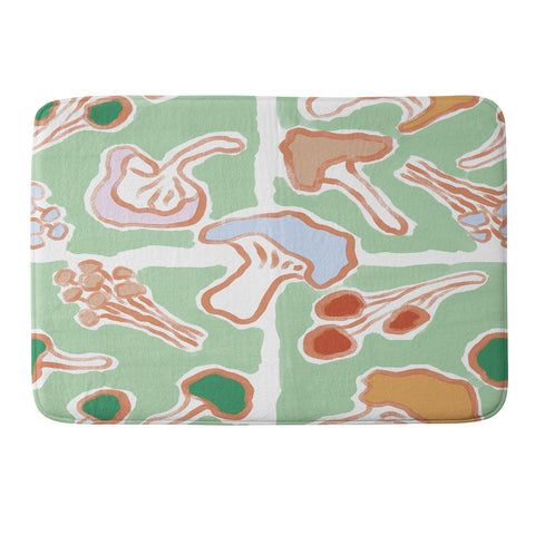 MSRYSTUDIO Mushroom Party Green Memory Foam Bath Mat