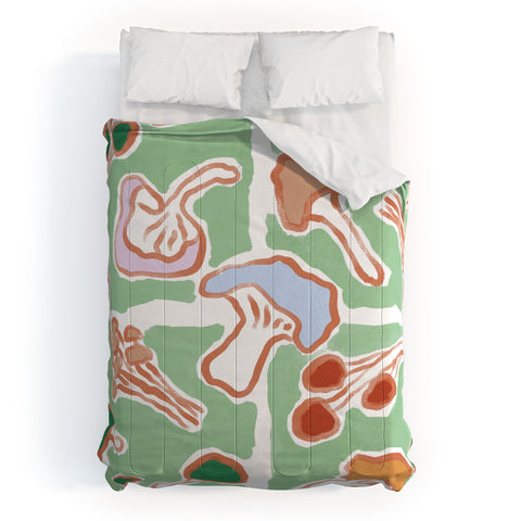 MSRYSTUDIO Mushroom Party Green Comforter