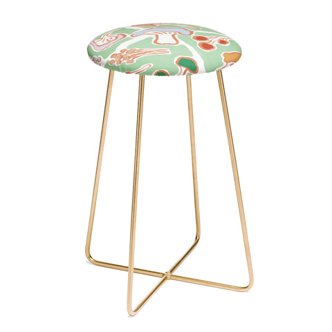 MSRYSTUDIO Mushroom Party Green Counter Stool