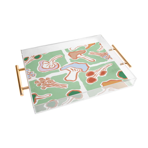 MSRYSTUDIO Mushroom Party Green Acrylic Tray