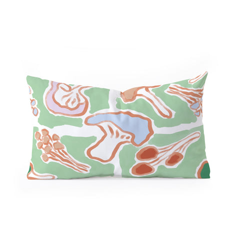 MSRYSTUDIO Mushroom Party Green Oblong Throw Pillow