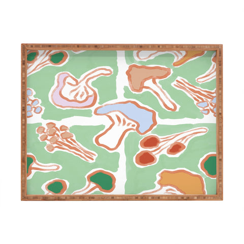 MSRYSTUDIO Mushroom Party Green Rectangular Tray