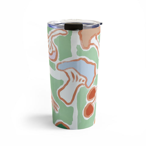 MSRYSTUDIO Mushroom Party Green Travel Mug