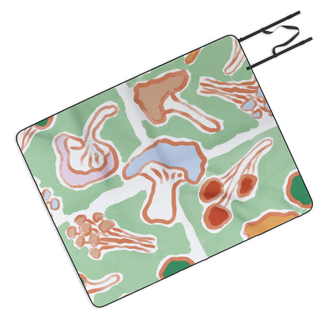 MSRYSTUDIO Mushroom Party Green Picnic Blanket