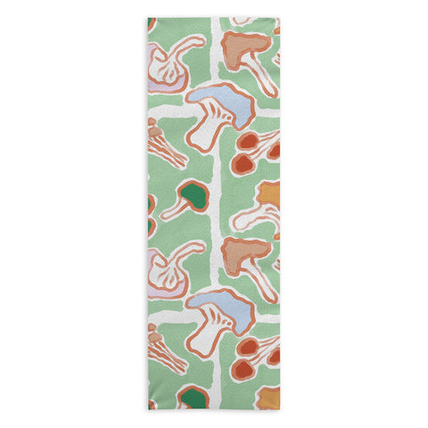 MSRYSTUDIO Mushroom Party Green Yoga Towel