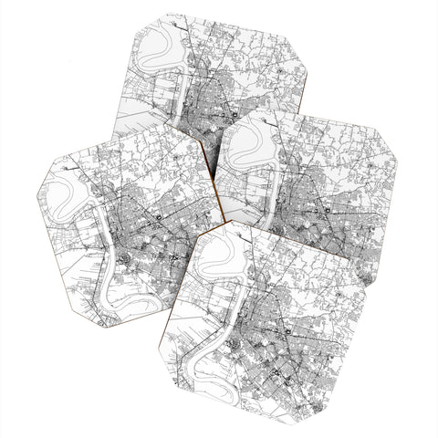 multipliCITY Baton Rouge White Map Coaster Set