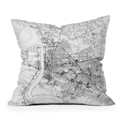 multipliCITY Baton Rouge White Map Outdoor Throw Pillow