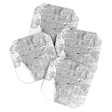 multipliCITY Buffalo White Map Coaster Set