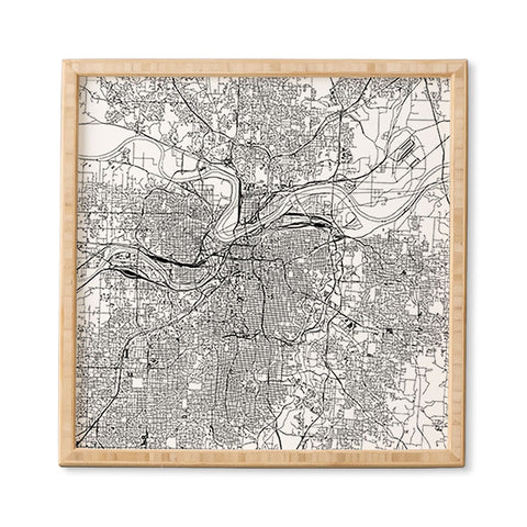 multipliCITY Kansas City White Map Framed Wall Art