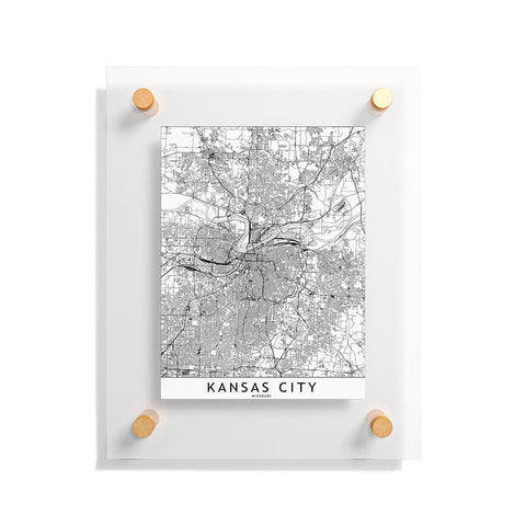 multipliCITY Kansas City White Map Floating Acrylic Print