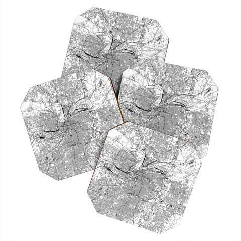 multipliCITY Kansas City White Map Coaster Set
