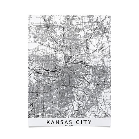 multipliCITY Kansas City White Map Poster