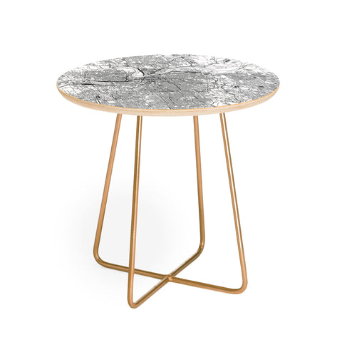 multipliCITY Kansas City White Map Round Side Table