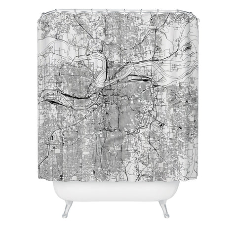 multipliCITY Kansas City White Map Shower Curtain