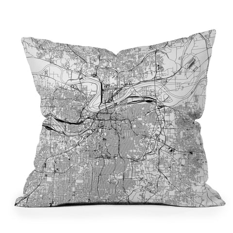 multipliCITY Kansas City White Map Throw Pillow