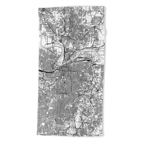 multipliCITY Kansas City White Map Beach Towel