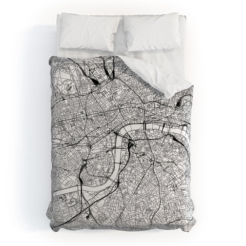 multipliCITY London White Map Duvet Cover