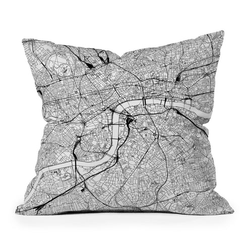 multipliCITY London White Map Outdoor Throw Pillow