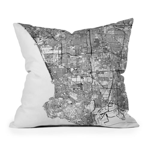 multipliCITY Los Angeles White Map Outdoor Throw Pillow