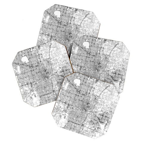 multipliCITY Oklahoma City White Map Coaster Set
