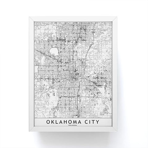multipliCITY Oklahoma City White Map Framed Mini Art Print