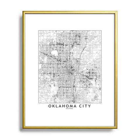 multipliCITY Oklahoma City White Map Metal Framed Art Print
