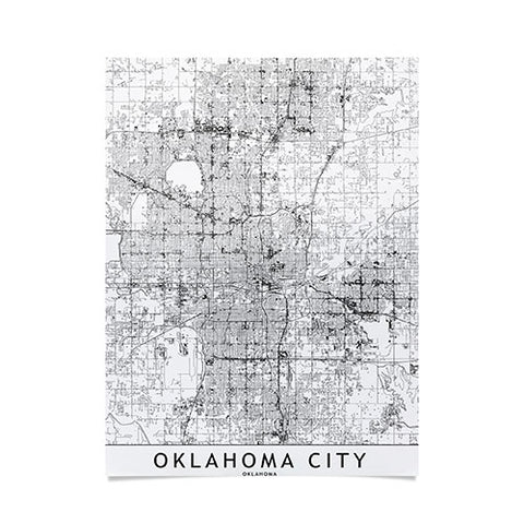 multipliCITY Oklahoma City White Map Poster