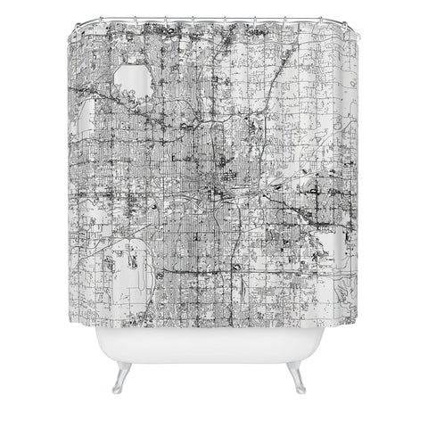 multipliCITY Oklahoma City White Map Shower Curtain