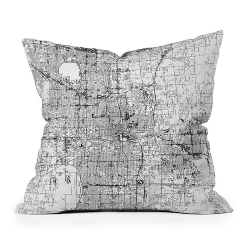 multipliCITY Oklahoma City White Map Outdoor Throw Pillow