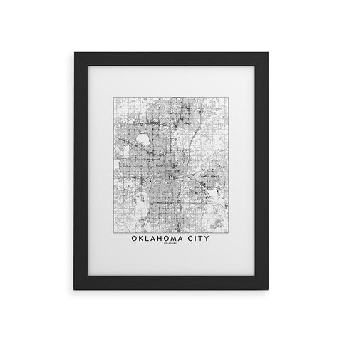 multipliCITY Oklahoma City White Map Framed Art Print
