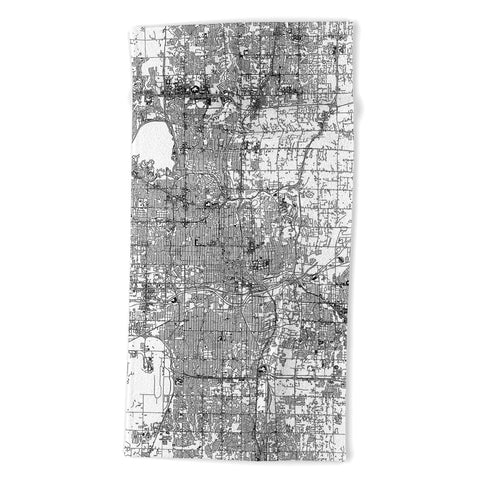 multipliCITY Oklahoma City White Map Beach Towel