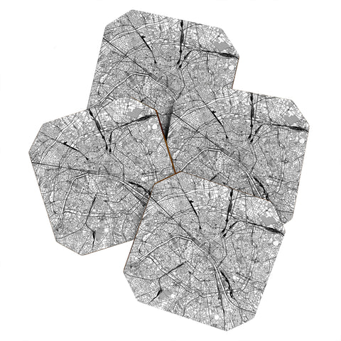 multipliCITY Paris White Map Coaster Set