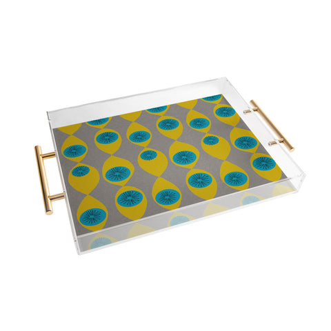 Mummysam Blue And Yellow Flower Acrylic Tray