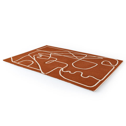 Nadja Abstract Face Sketch 4 Area Rug