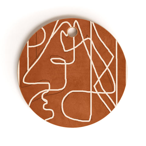 Nadja Abstract Face Sketch 4 Cutting Board Round
