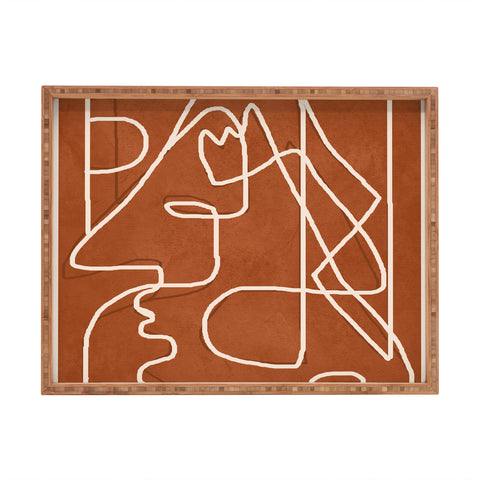 Nadja Abstract Face Sketch 4 Rectangular Tray