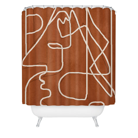 Nadja Abstract Face Sketch 4 Shower Curtain