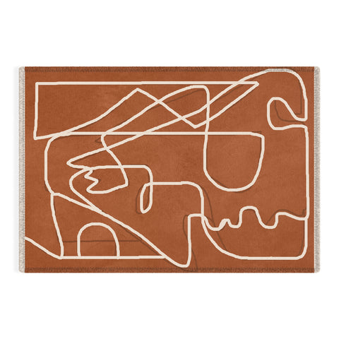 Nadja Abstract Face Sketch 4 Outdoor Rug